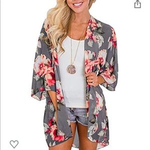 NWOT Floral Chiffon Kimono Cardigan
